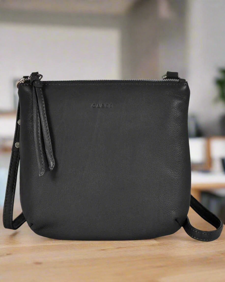 Meadow Soft Leather Pouch Crossbody Bag in Black colour