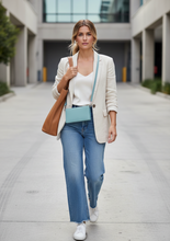 Load image into Gallery viewer, Mimi - Leather Phone Wallet - Ocean colour front shot
