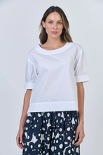 Load image into Gallery viewer, Naturals O&amp;J Boat Neck Cotton Top White colour front shot
