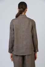 Load image into Gallery viewer, Naturals O&amp;J Linen Buttoned Top Cigar colour back shot

