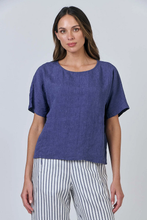 Load image into Gallery viewer, Naturals O&amp;J Round Neck Top Blueberry colour front shot
