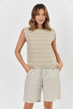 Load image into Gallery viewer, Naturals by O &amp; J Boatneck Sleeveless Top in Treble colour front shot
