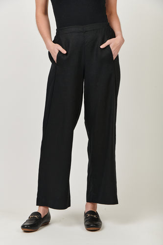 Naturals by O&J Linen Pants Black colour front shot