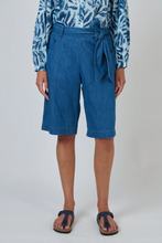 Load image into Gallery viewer, Naturals by O&amp;J Belted Bermuda Shorts Chambray colour front shot
