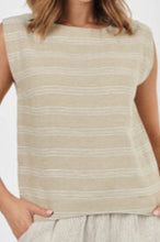 Load image into Gallery viewer, Naturals by O &amp; J Boatneck Sleeveless Top in Treble colour front closed up shot
