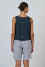 Load image into Gallery viewer, Naturals by O&amp;J Button-Back Top Gunsmoke colour back shot

