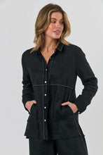 Load image into Gallery viewer, Naturals by O&amp;J Button-Through Top Black colour front shot
