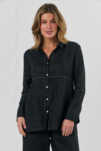 Load image into Gallery viewer, Naturals by O&amp;J Button-Through Top Black colour front shot
