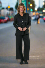 Load image into Gallery viewer, Naturals by O&amp;J Button-Through Top Black colour front shot
