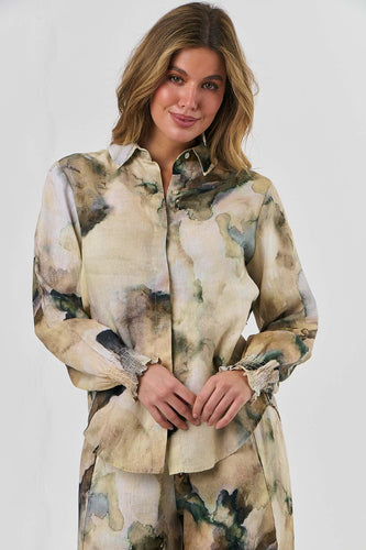 Naturals by O&J Button-Through Top Marble colour front shot