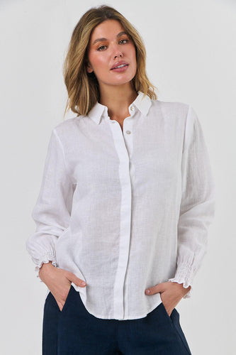 Naturals by O&J Button-Through Top White colour front shot