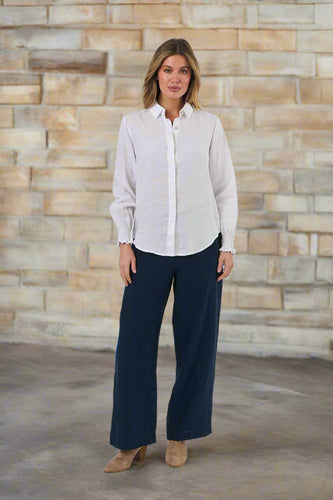 Naturals by O&J Button-Through Top White colour front shot
