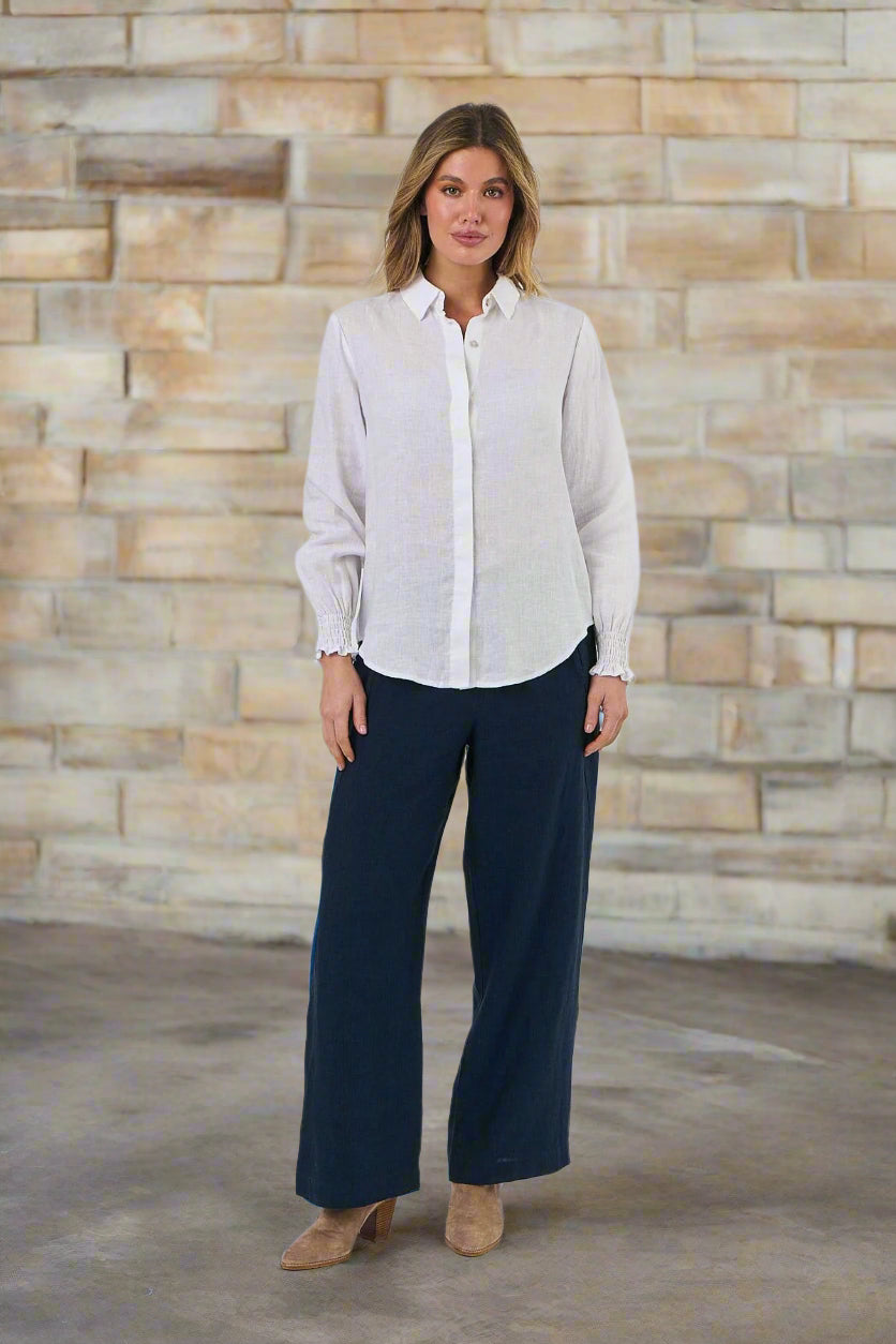Naturals by O&J Button-Through Top White colour front shot
