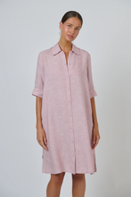 Load image into Gallery viewer, Naturals by O&amp;J Button Through Linen Dress Radish colour front shot
