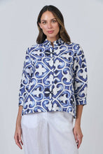 Load image into Gallery viewer, Naturals by O &amp; J Button Up Collared Blouse Corfu colour front shot
