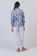 Load image into Gallery viewer, Naturals by O &amp; J Button Up Collared Blouse Corfu colour back shot
