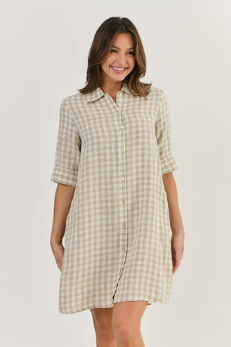 Naturals by O&J Collared Dress Nougat colour front shot