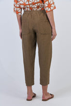 Load image into Gallery viewer, Naturals by O&amp;J Linen Cropped Trousers Tobacco colour back shot
