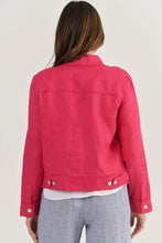 Load image into Gallery viewer, Naturals by O&amp;J Linen Jacket Primula colour back shot
