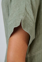 Load image into Gallery viewer, Naturals by O&amp;J Linen Midi Dress Artichoke side closed up shot
