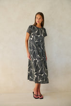 Load image into Gallery viewer, Naturals by O&amp;J Linen Round Neck Midi Dress Folies colour side shot
