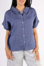 Load image into Gallery viewer, Naturals by O&amp;J Linen Shirt Blueberry colour front shot
