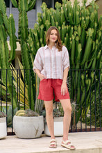 Load image into Gallery viewer, Naturals by O&amp;J Linen Short Drawstring Cedar colour front shot
