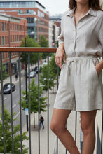 Load image into Gallery viewer, Naturals by O&amp;J Linen Short Drawstring Sand colour front shot
