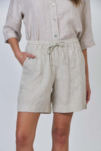 Load image into Gallery viewer, Naturals by O&amp;J Linen Short Drawstring Sand colour front shot
