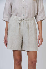 Load image into Gallery viewer, Naturals by O&amp;J Linen Short Drawstring Sand colour front shot
