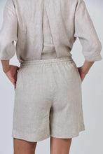 Load image into Gallery viewer, Naturals by O&amp;J Linen Short Drawstring Sand colour back shot
