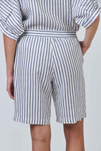 Load image into Gallery viewer, Naturals by O&amp;J Linen Shorts Blueberry Stripe colour back shot
