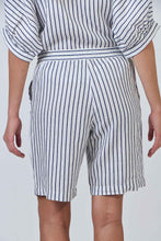 Load image into Gallery viewer, Naturals by O&amp;J Linen Shorts Blueberry Stripe colour back shot
