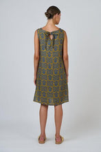 Load image into Gallery viewer, Naturals by O&amp;J Linen Sleeveless Short Dress Motif color back shot
