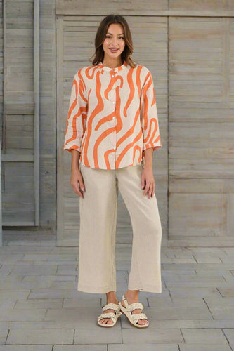 Naturals by O&J Linen Top Tamarind Ribbon colour front shot