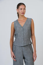 Load image into Gallery viewer, Naturals by O&amp;J Linen Vest Cinder colour front shot
