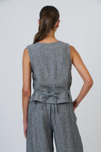Load image into Gallery viewer, Naturals by O&amp;J Linen Vest Cinder colour back shot
