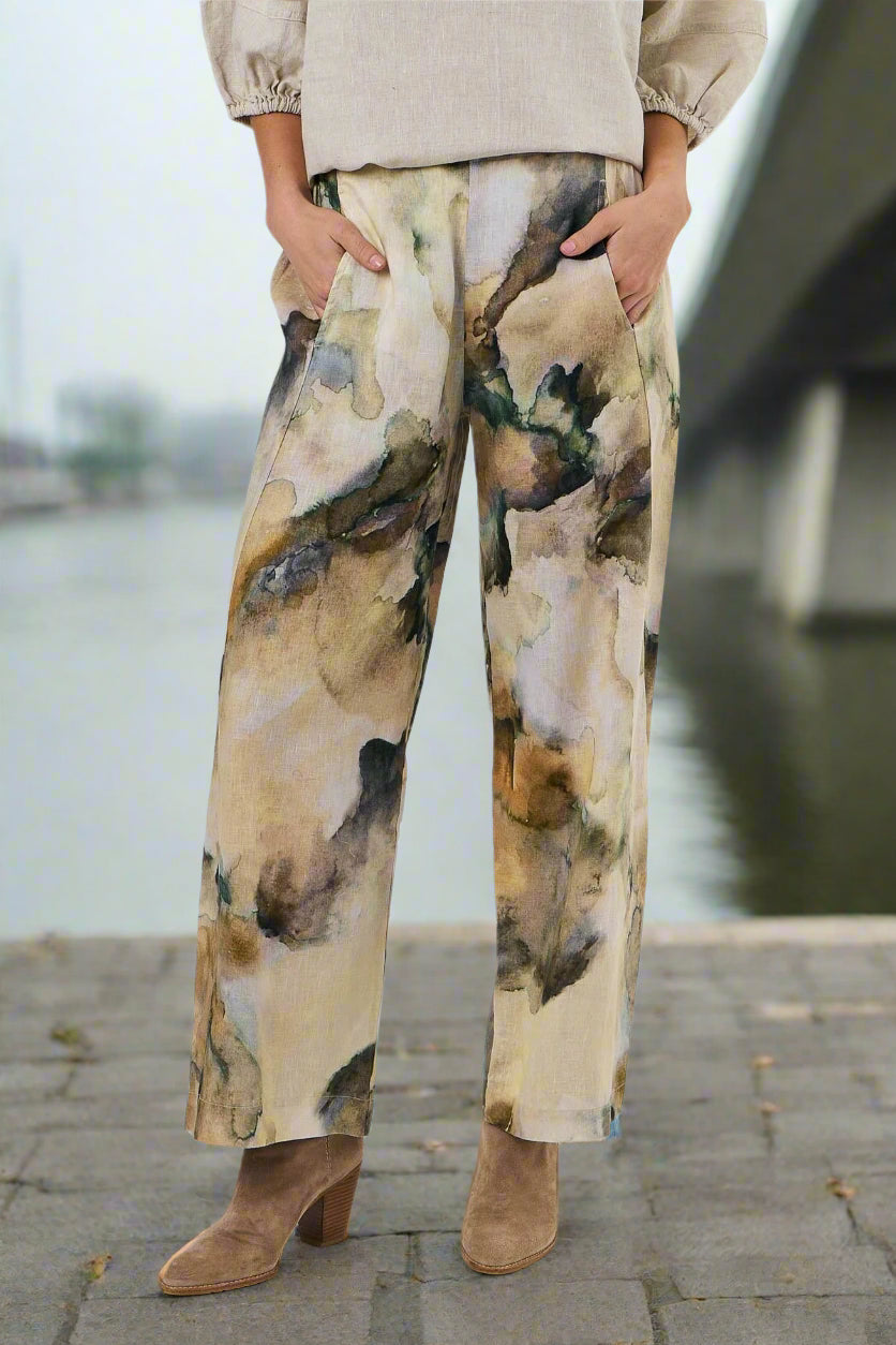 Naturals by O&J Long Pants Marble colour front shot