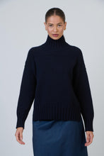 Load image into Gallery viewer, Naturals by O&amp;J Ribbed Turtleneck Jumper Ink colour front shot
