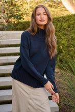 Load image into Gallery viewer, Naturals by O&amp;J Ribbed Turtleneck Jumper Ink colour front shot
