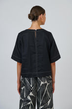 Load image into Gallery viewer, Naturals by O&amp;J Roundneck Linen Top Black colour back shot
