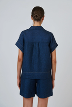 Load image into Gallery viewer, Naturals by O&amp;J Short Sleeve Button Up Shirt Eclipse colour back shot

