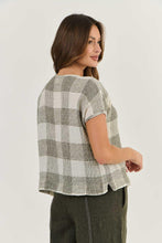 Load image into Gallery viewer, Naturals by O&amp;J Short Sleeve Button Up Shirt Khaki Terrazzo colour side shot
