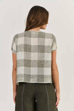 Load image into Gallery viewer, Naturals by O&amp;J Short Sleeve Button Up Shirt Khaki Terrazzo colour back shot
