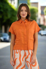 Load image into Gallery viewer, Naturals by O&amp;J Short Sleeve Button Up Shirt Tamarind colour front shot
