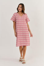 Load image into Gallery viewer, Naturals by O&amp;J Short Sleeve Linen Dress Primula Bot colour front shot
