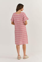 Load image into Gallery viewer, Naturals by O&amp;J Short Sleeve Linen Dress Primula Bot colour back shot
