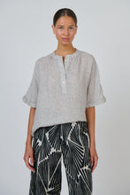 Load image into Gallery viewer, Naturals by O&amp;J Short Sleeves Linen Top Chai colour front shot
