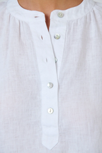 Load image into Gallery viewer, Naturals by O&amp;J Short Sleeves Linen Top White colour front closed up shot
