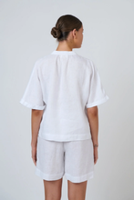 Load image into Gallery viewer, Naturals by O&amp;J Short Sleeves Linen Top White colour back shot
